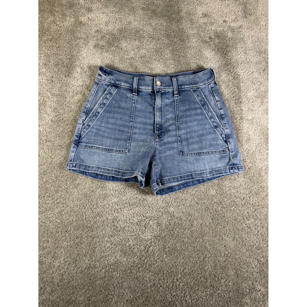 J.Crew Womens Denim Shorts Size 26 Blue Patch Pocket High Rise Utility Jean